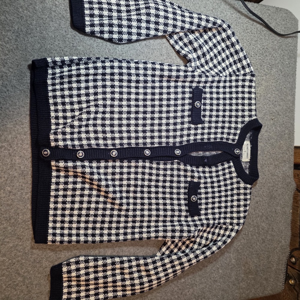 vintage Alfred Dunner checkered cardigan sweater Usa Small J2
